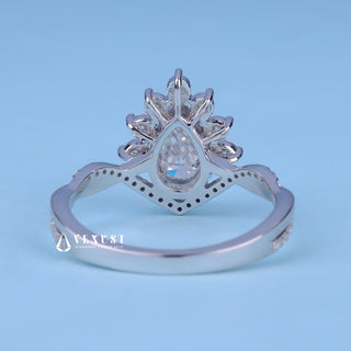 1.0CT Pear Cut Moissanite Diamond Halo Infinity Engagement Ring