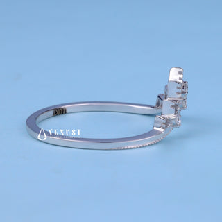 Round Cut Moissanite Diamond Curved Wedding Band