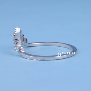 Round Cut Moissanite Diamond Curved Wedding Band