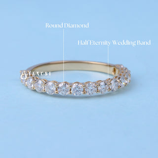 Round Cut Eternity Pave Moissanite Diamond Wedding Band