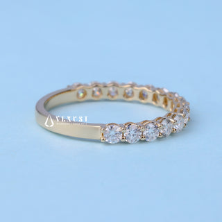 Round Cut Eternity Pave Moissanite Diamond Wedding Band