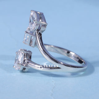 1.0CT Emerald, Oval & Pear Moissanite Diamond Three Stone Engagement Rings