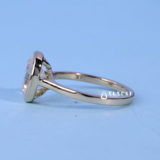 2.0CT Bezel Set Oval Moissanite Diamond Cathedral Engagement Rings