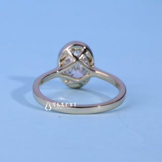 2.0CT Bezel Set Oval Moissanite Diamond Cathedral Engagement Rings