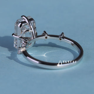 3.0CT Emerald Cut Moissanite Diamond Petite Pave Timeless Engagement Ring