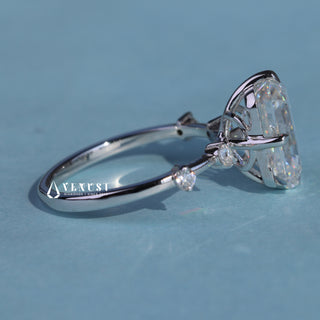 3.0CT Emerald Cut Moissanite Diamond Petite Pave Timeless Engagement Ring