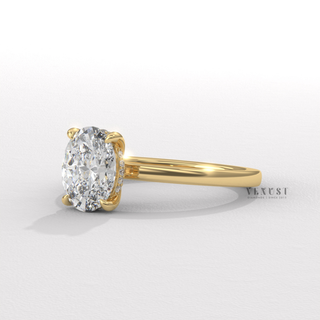 1.50CT Oval Shape Moissanite Diamond Hidden Halo Solitaire Engagement Ring