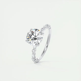 2.0 CT Round Solitaire Pave Moissanite Engagement Ring