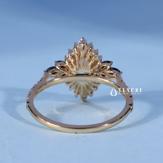 1.0CT Marquise Moissanite Diamond Halo Cluster Vintage Style Engagement Rings