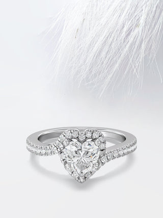 1.0 CT Heart Cut Moissanite Diamond Halo Setting Engagement Ring For Women