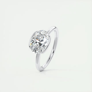 1.91CT Oval Half Bezel Solitaire Moissanite Engagement Ring