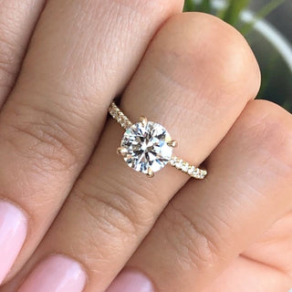 1.0CT Round Cut Hidden Halo Moissanite Engagement Ring