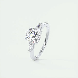 2.15CT Cushion Cut Three Stone Moissanite Engagement Ring