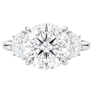 4ct moissanite ring
round cut ring 
round three stone engagement ring 
round ring 
round shape ring 