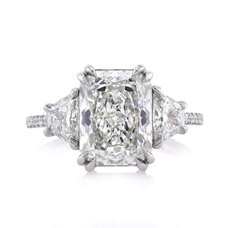 5.0CT Radiant Moissanite Ring,Three Stone Engagement Ring, Radiant Cut Moissanite Engagement Ring, Pave Engagement Ring
