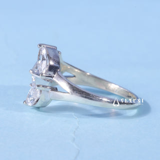 1.0CT Emerald & Marquise Moissanite Diamond Three Stone Engagement Rings