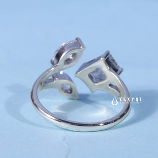 1.0CT Emerald & Marquise Moissanite Diamond Three Stone Engagement Rings