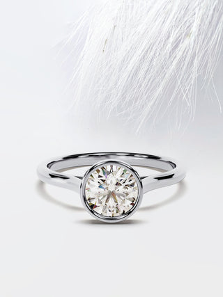 1.0CT Round Cut Moissanite Diamond Bezel Engagement Ring