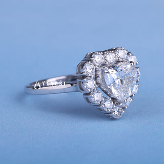 1.0CT Heart Cut Moissanite Diamond Halo Cathedral Engagement Ring