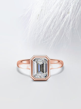 2.0 CT Bezel Set Emerald Moissanite Diamond  Women Wedding Ring