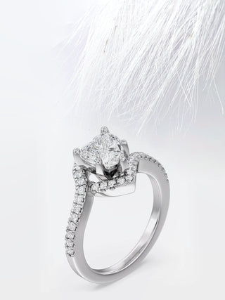 1.0 CT Heart Cut Moissanite Diamond Halo Setting Engagement Ring For Women