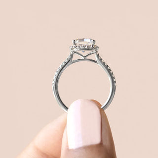 2.15CT Cushion Cut Halo Moissanite Diamond Engagement Ring