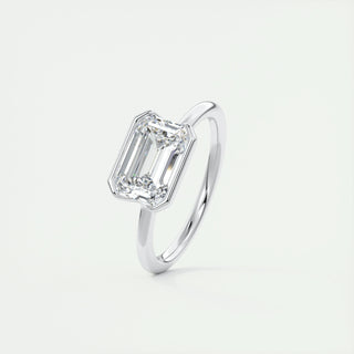 1.91CT Emerald Half Bezel Solitaire Moissanite Engagement Ring