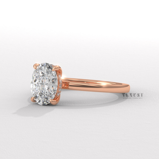 1.50CT Oval Shape Moissanite Diamond Hidden Halo Solitaire Engagement Ring