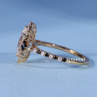 1.0CT Marquise Moissanite Diamond Halo Cluster Vintage Style Engagement Rings