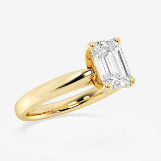 Emerald Cut Cathedral Solitaire Moissanite Diamond  Engagement