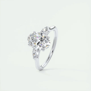 1.91 CT Oval Cut Three Stone Moissanite Engagement Ring