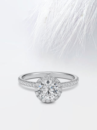 0.75CT Round Cut Moissanite Diamond Halo Set Engagement Ring For Women