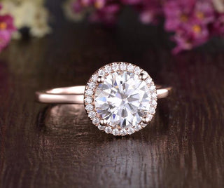 1.90CT Round Cut Halo Moissanite Engagement Ring