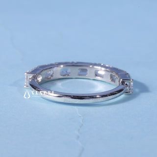 East West Emerald Cut Moissanite Diamond Half Eternity Wedding Band