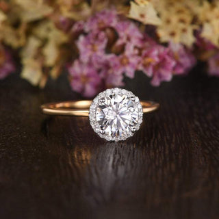 1.90CT Round Cut Halo Moissanite Engagement Ring