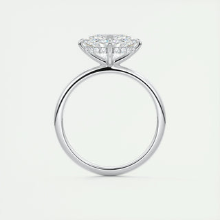 1.91 CT Oval Solitaire Hidden Halo Moissanite Engagement Ring
