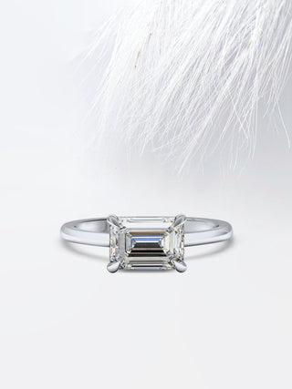 2.5 CT East-West Emerald Cut Moissanite Diamond Women Wedding Ring