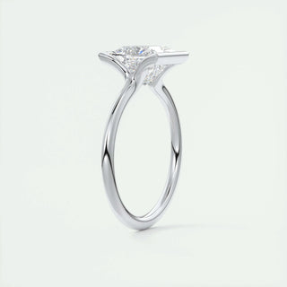 2.08CT Princess Solitaire Half Bezel Moissanite Engagement Ring