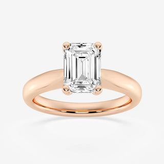 Emerald Cut Cathedral Solitaire Moissanite Diamond  Engagement