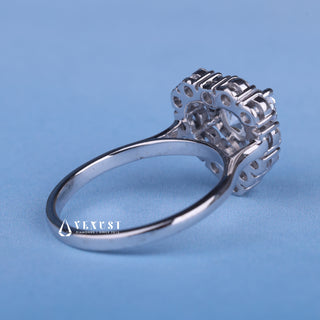 1.0CT Heart Cut Moissanite Diamond Halo Cathedral Engagement Ring