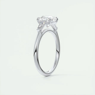 2.15CT Cushion Cut Three Stone Moissanite Engagement Ring