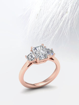 2.0 CT Radiant Cut Moissanite Diamond Three Stone Engagement Ring For Women