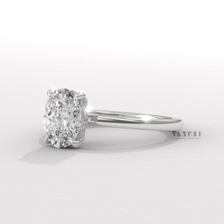1.50CT Oval Shape Moissanite Diamond Hidden Halo Solitaire Engagement Ring