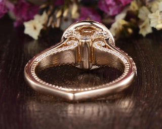 1.60CT Round Cut Halo Split Shank Setting Moissanite Engagement Ring