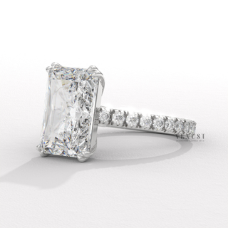 4.0CT Radiant Cut Moissanite Diamond Pavé Engagement Ring