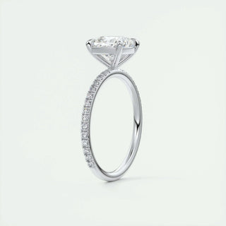 2.15 CT Cushion Cut Solitaire Pave Moissanite Engagement Ring