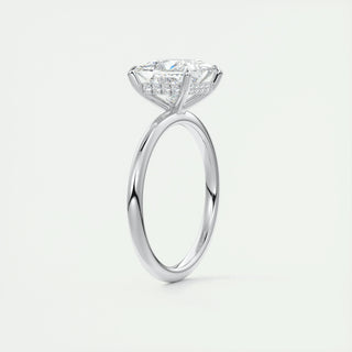 2.08 CT Princess Solitaire Hidden Halo Moissanite Engagement Ring