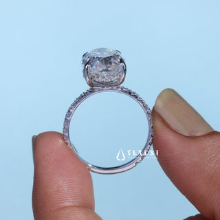 6.0CT Oval Cut Moissanite Diamond Hidden Halo Pave Engagement Ring
