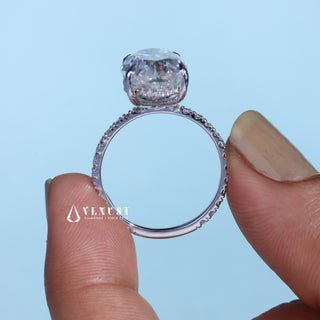 6.0CT Oval Cut Moissanite Diamond Hidden Halo Pave Engagement Ring