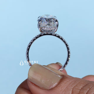 6.0CT Oval Cut Moissanite Diamond Hidden Halo Pave Engagement Ring